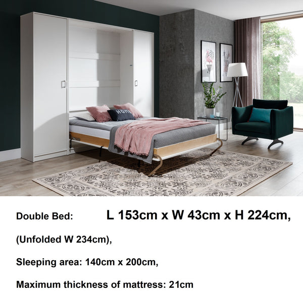 double vertical wall bed with cabinets, Murphy bed