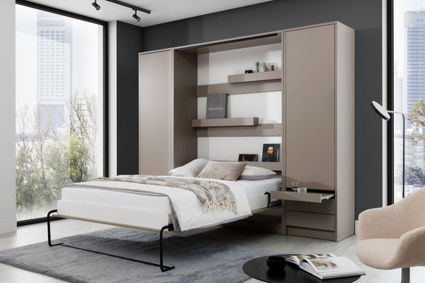 double vertical hidden wall bed with cabinets,  folding bed, space saving bed, Murphy, pull down, fold down bed convertible wall bed marmell.co.uk