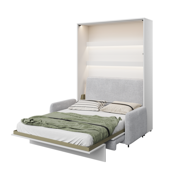 Double, vertical wall bed, hidden bed, Murphy bed, fold down bed, pull away bed, headboard, Marmell