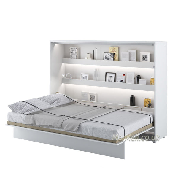 horizontal wall bed, space saving bed, hidden bed, fold-down bed, folding bed