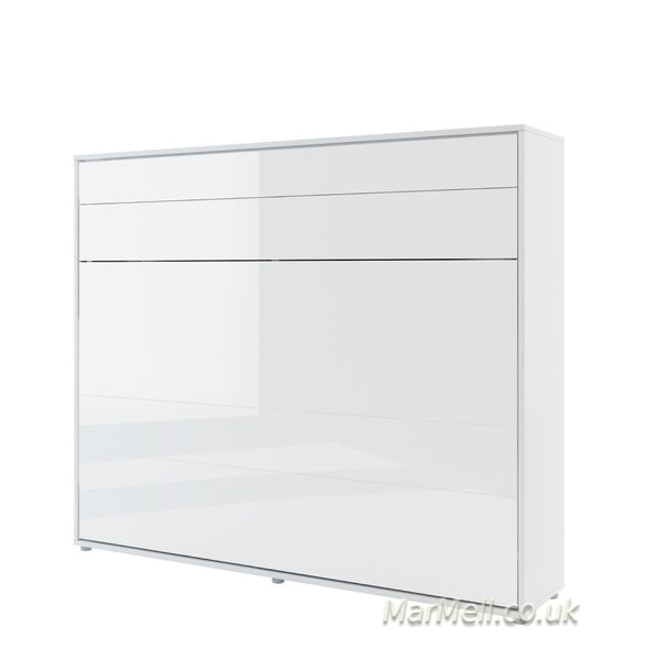 horizontal king size wall bed Murphy bed space saving fold-down bed white gloss