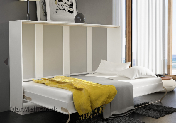 multifunctional bed, horizontal wall bed, Murphy bed, folding bed, hidden bed, space saving bed, fold-down bed