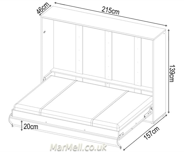 horizontal wall bed, murphy bed, hidden bed,