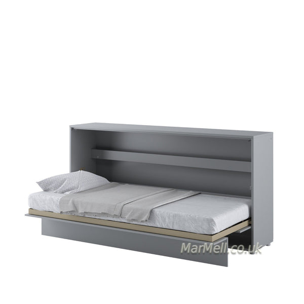 horizontal wall bed, space saving bed, hidden bed