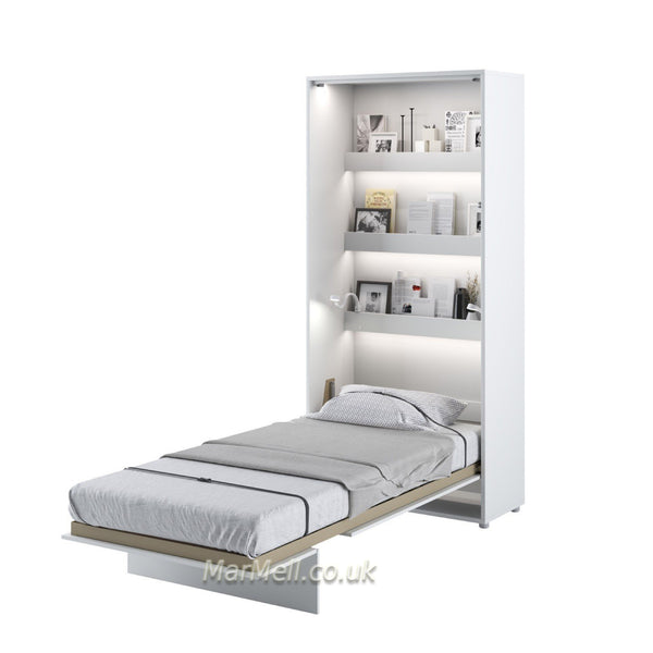 vertical wall bed, Murphy bed, folding bed, space saving bed, hidden bed, fold-down bed