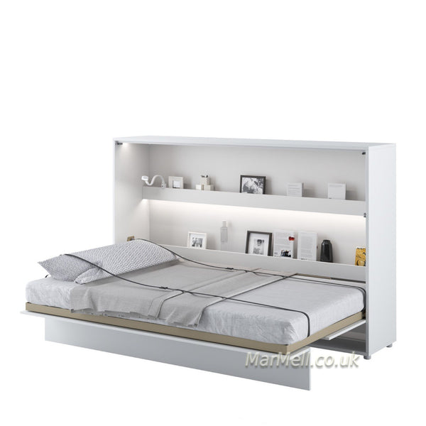 horizontal wall bed, space saving bed, hidden bed, folding bed