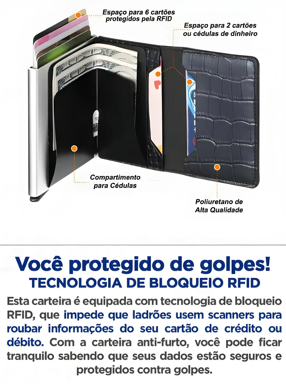 carteira antifurto slim protect, slim protect, carteira masculina rfid, carteira anti roubo, carteira para cartão de aproximação