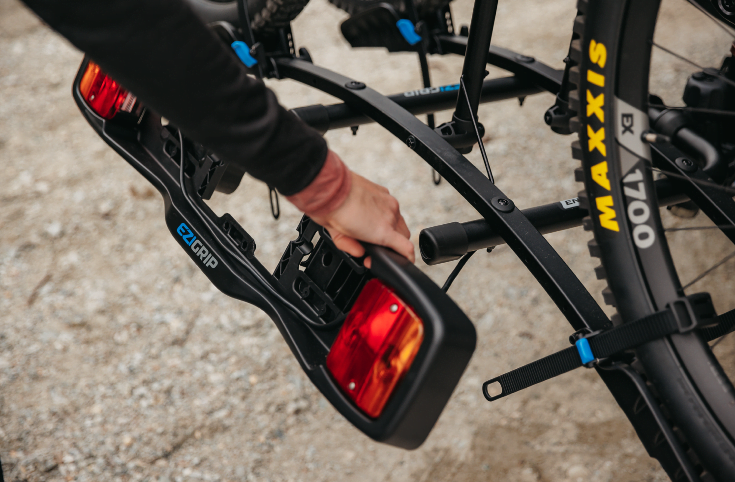 A close up view of the lightboard on the Ezigrip Enduro 2 bike rack