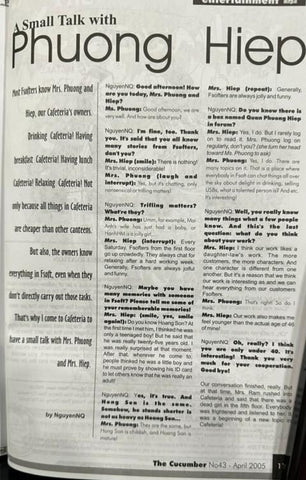 Bài phỏng vấn của Nguyễn Quốc Nguyên trên báo Cucumber tháng 4/2005