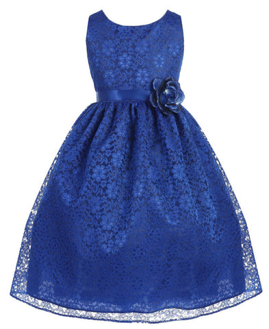 blue color flower girl dresses
