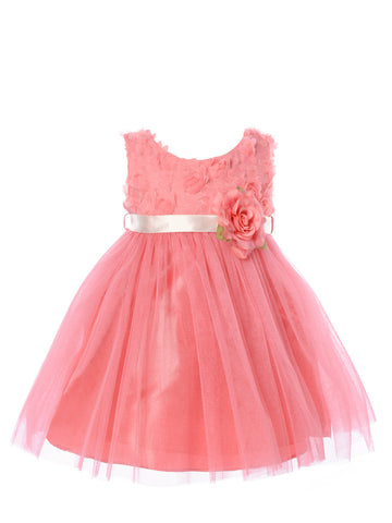 Lovely Coral Rosebud Bodice Infant Flower Girl Dresses – Olivia Koo