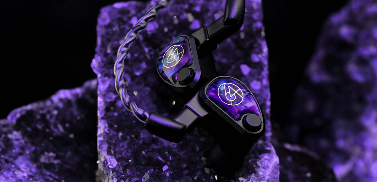 volur in ear monitors on purple rock stylized view