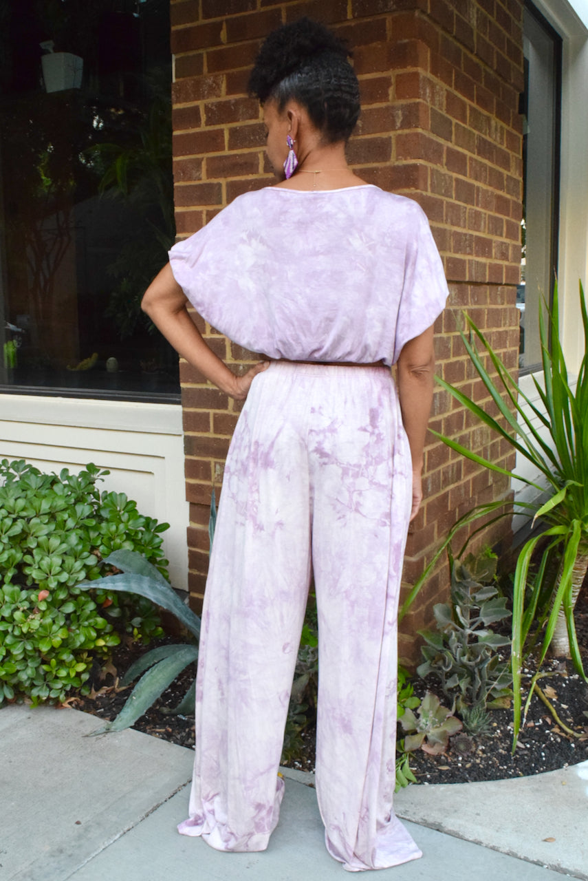 Tie Dye Crop Top & Wide Leg Pant Set