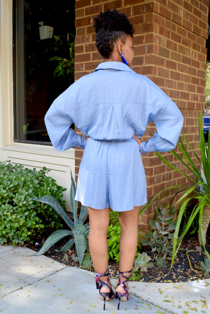 Long Sleeve Cargo Romper