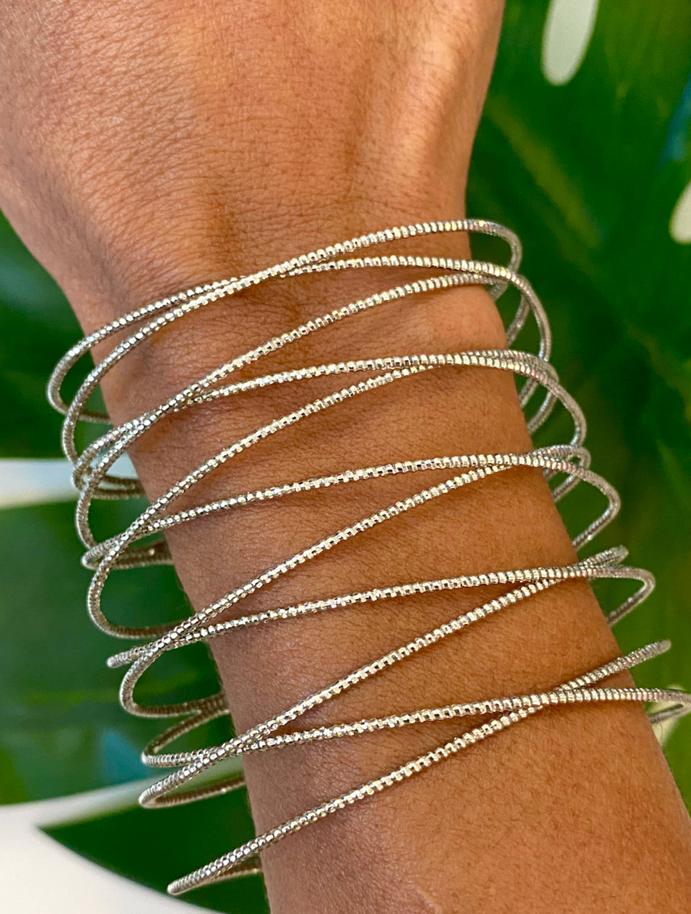 Textured Metal Wire Criss Cross Bracelet