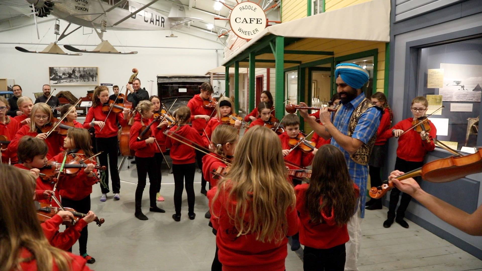 Sharing and learning: Gurdeep with school students in the Yukon