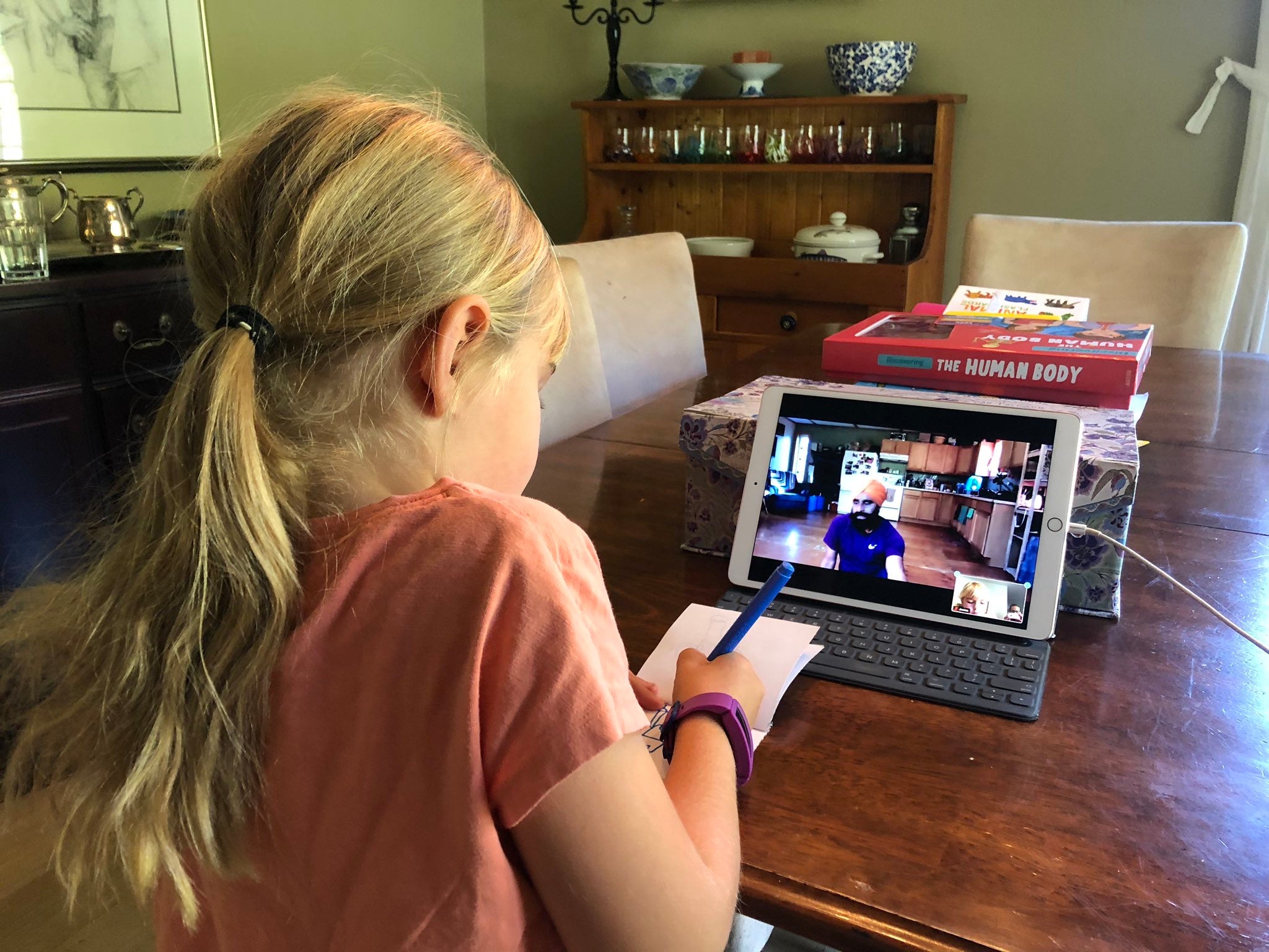 During the peak of the Covid-19 pandemic restrictions, a student learning virtually from Gurdeep Pandher. In 2021, Gurdeep provided online lessons to nearly 10,000 school students across Canada during a time when they were struggling to find joy in education and their lives.