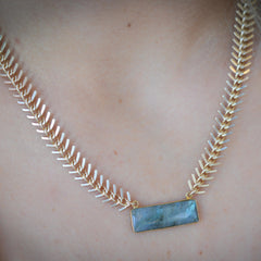 WYSH Collective Labradorite Fishbone Necklace