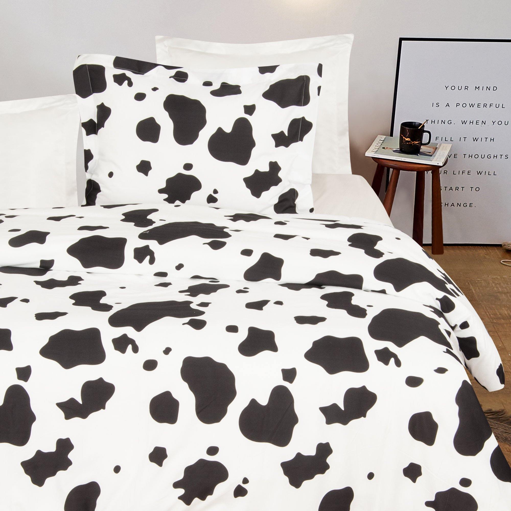 Microfiber Black And White Bedding Duvet Cover Set Spotted Cow