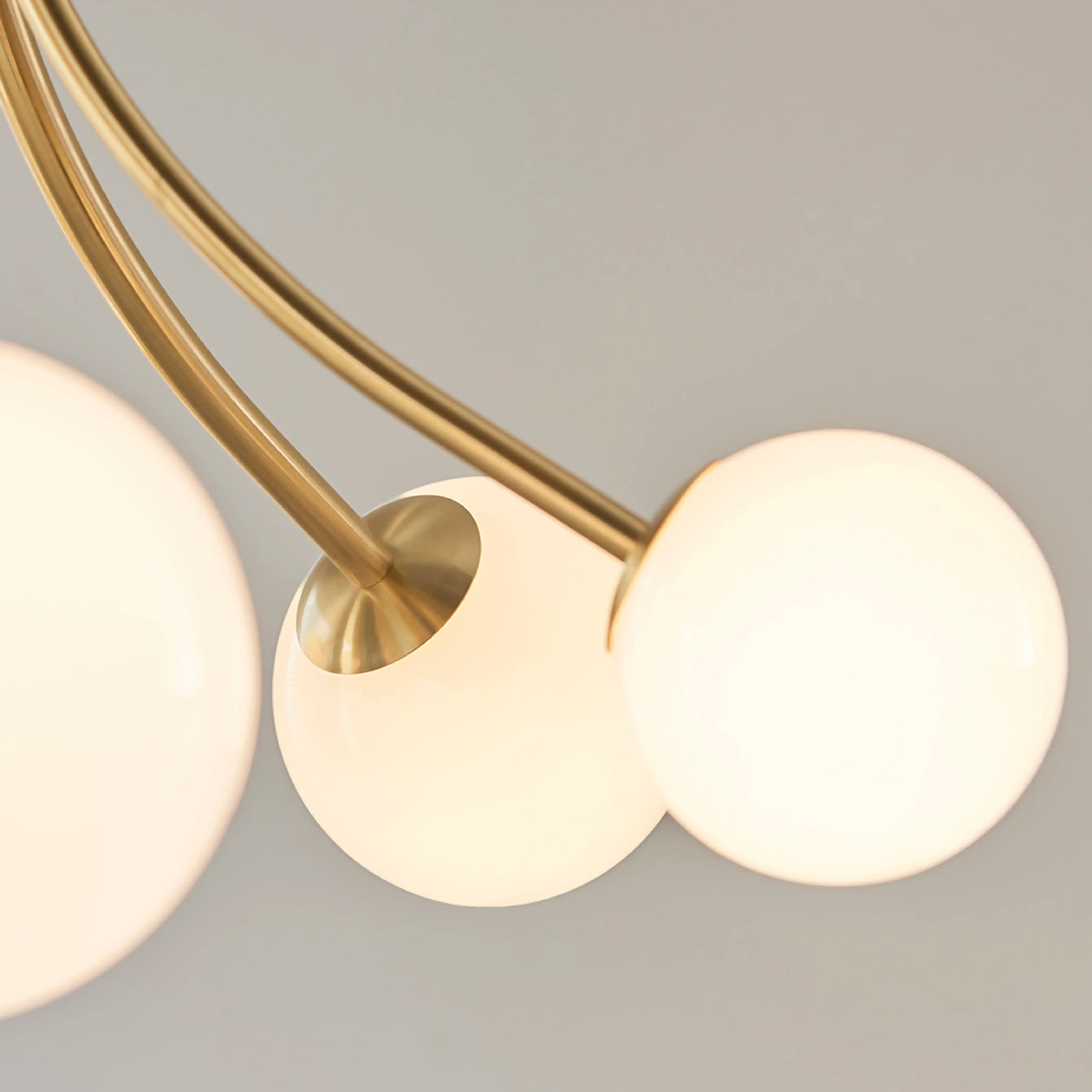 Bloom 6 Light Pendant Light - Opal & Brass Elegance