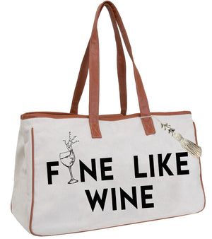 Canvas Wine Tote - Fine Like Wine - Bliss by Cori Boutique 