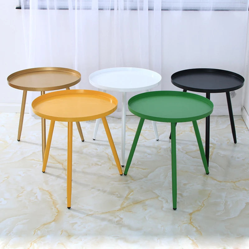 Round Coffee Table Folding Iron Sofa Small Hotel Side Table