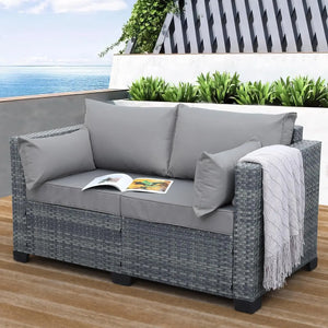 Outdoor Patio Loveseat Sofa, 2-Seater Small Couch, All Weather Wicker Love Seat Furniture - simple life trading