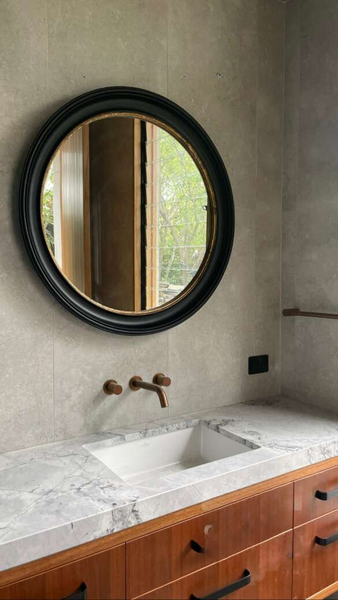 Marione Gold and Black Round Wall Mirror