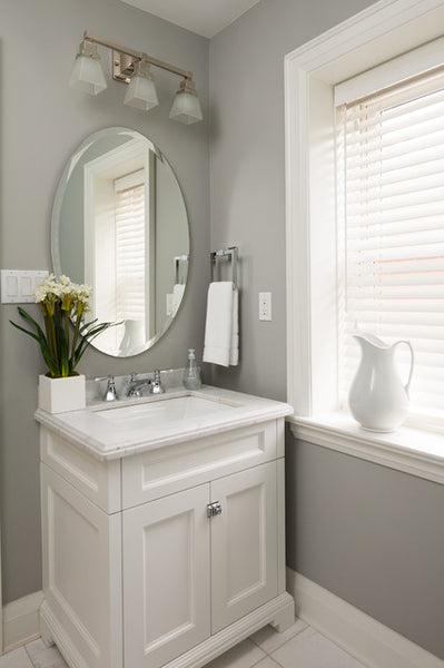 Inspirational Photos of Builder Oval Beveled Bathroom Mirror — SHINE