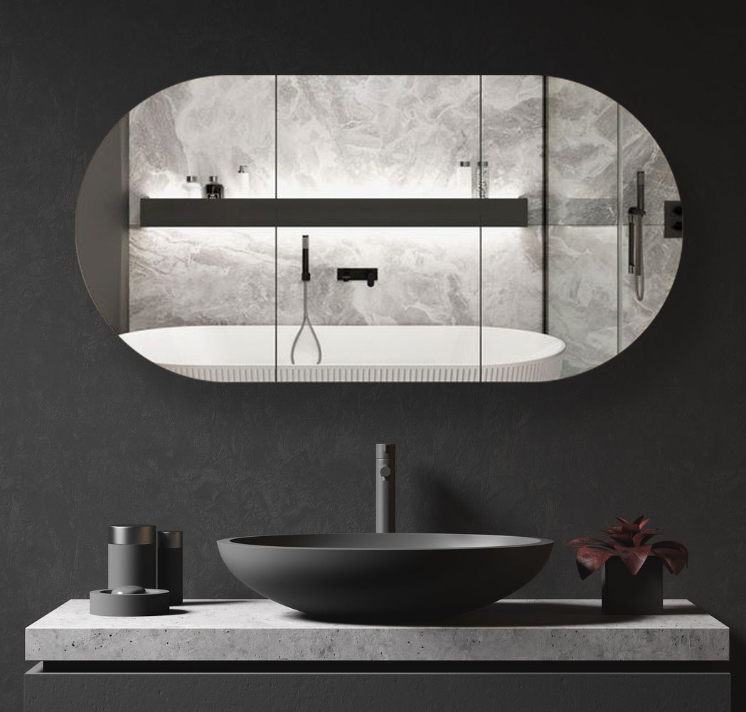 Bryson 3 Door Black Oak Mirrored Bathroom Shaving Cabinet — SHINE ...