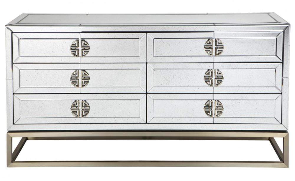 Virgil Antiqued Mirrored Chest Drawer