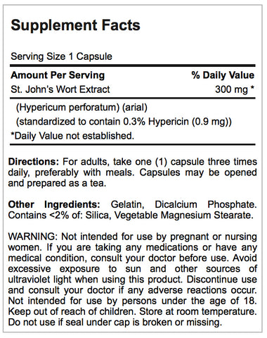 St. John's Wort Standardized Extract 300 mg
