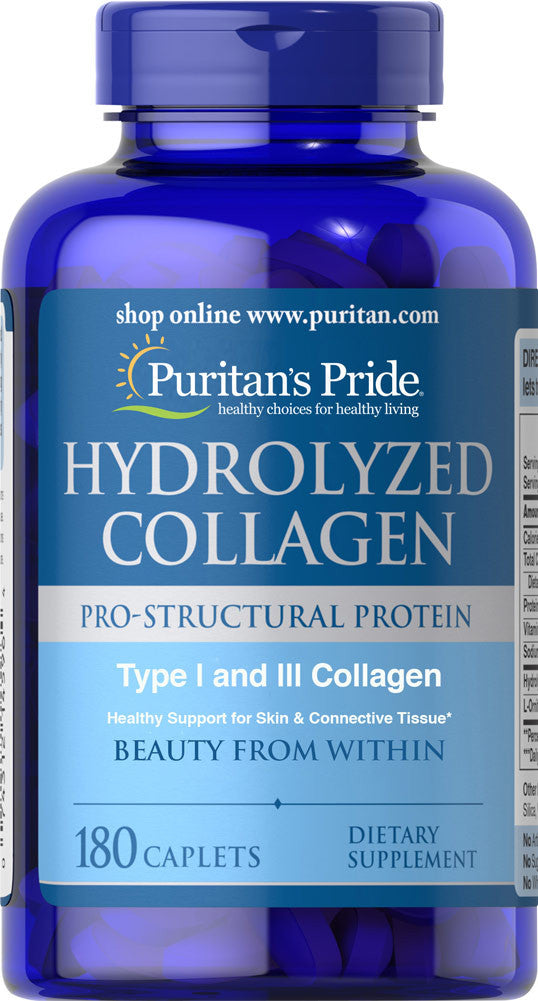 Puritan's Pride Hydrolyzed Collagen 1000 mg / 180 Caplets / Item #004596