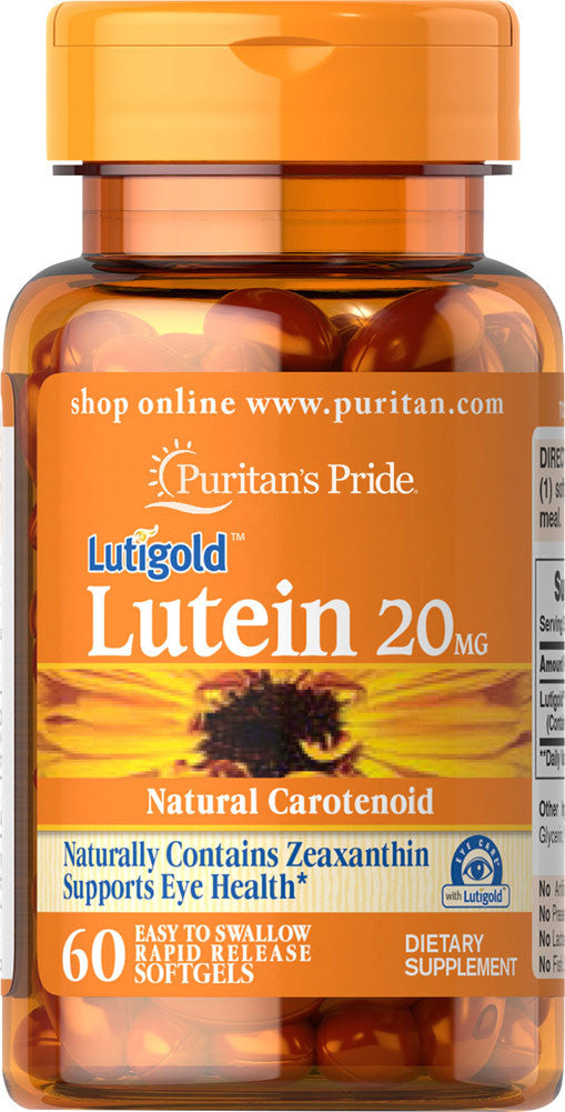 Puritan's Pride Lutein 20 mg with Zeaxanthin 20 mg / 60 Softgels / Item #004901