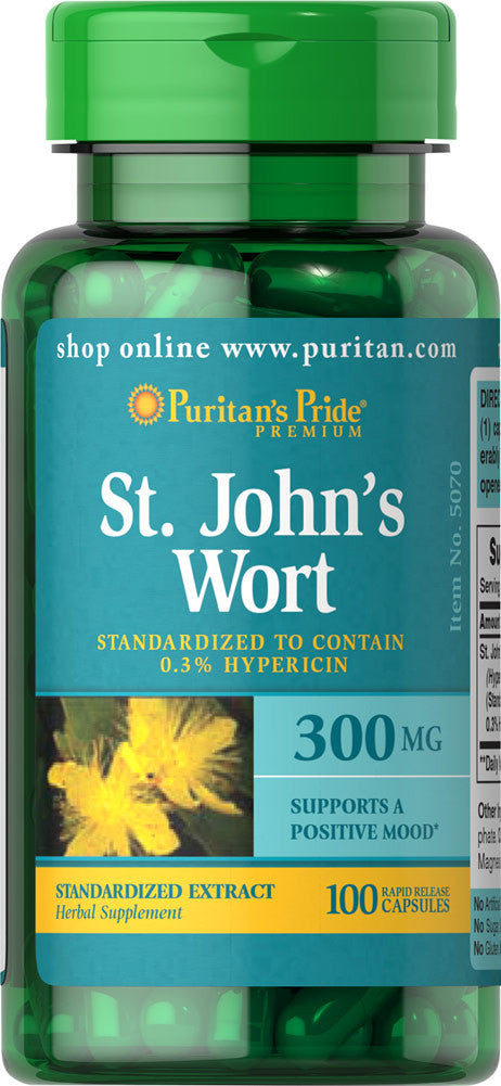 Puritan's Pride St. John's Wort Standardized Extract 300 mg / 100 Capsules / Item #005070