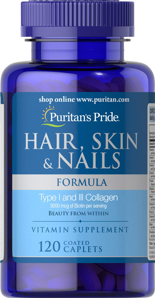 Puritan's Pride Hair, Skin & Nails Formula 120 Caplets / Item #007582