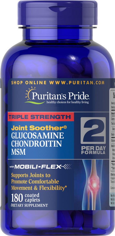 Puritan's Pride Triple Strength Glucosamine, Chondroitin & MSM Joint Soother 180 Caplets / Item #017896