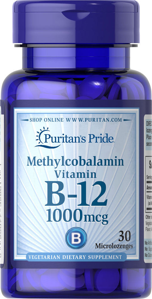 Puritan's Pride Methylcobalamin Vitamin B-12 1000 mcg / 30 Microlozenges / Item #032861