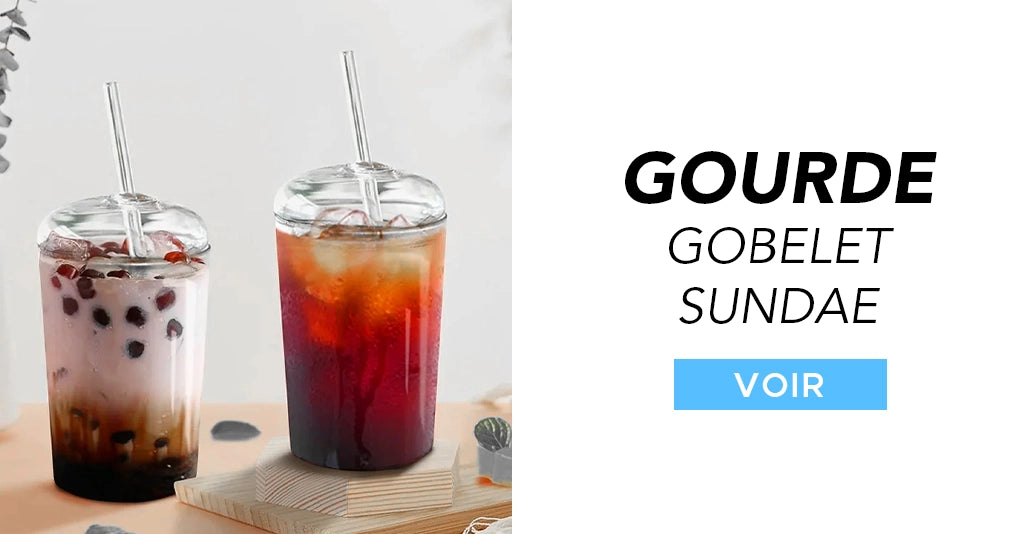 Gourde en verre sundae avec paille en verre