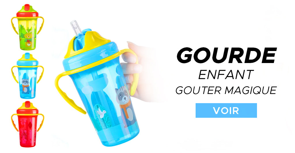 Gourde enfant avec paille et design animaux