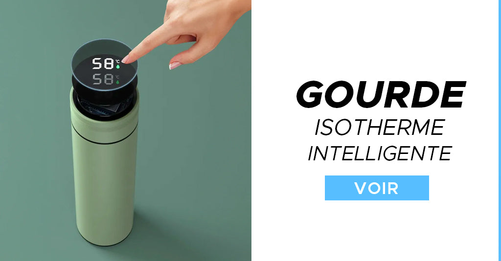 Gourde réutilisable intelligente avec écran qui affiche la température