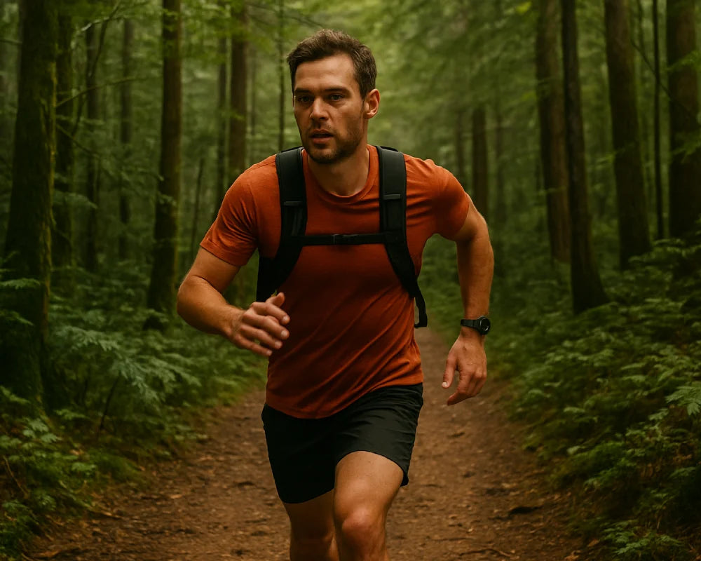 homme qui court dans la forêt