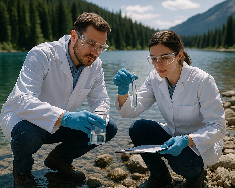 Scientifique qui teste une source d'eau