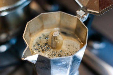 coffee brewing in moka pot