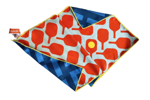 Orange and Blue Microfiber Pickleball Towel 15" x 30