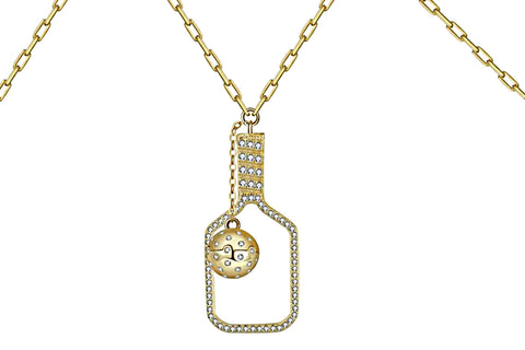 PickleBelle The Volley Plus CZ Necklace Gold