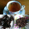 montage of kukicha twig tea in china cup