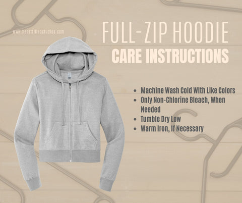 Full-Zip Hoodie Care Instructions