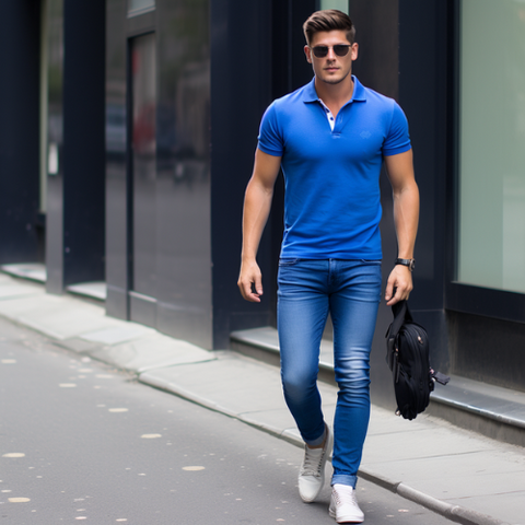 Mixing Men's Blue T-shirt with Jeans