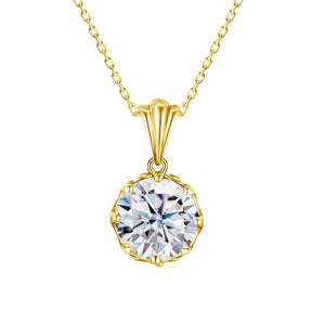Moissanite Necklace For Women D Color Round Cut Pure 925 Silver 4 Carat - Bee-Bees